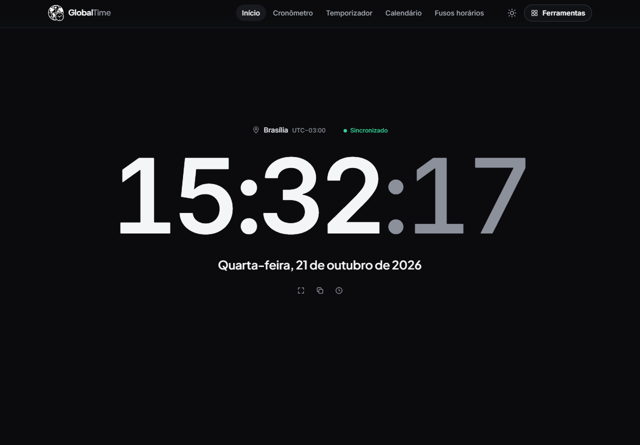 Interface do projeto Global Time